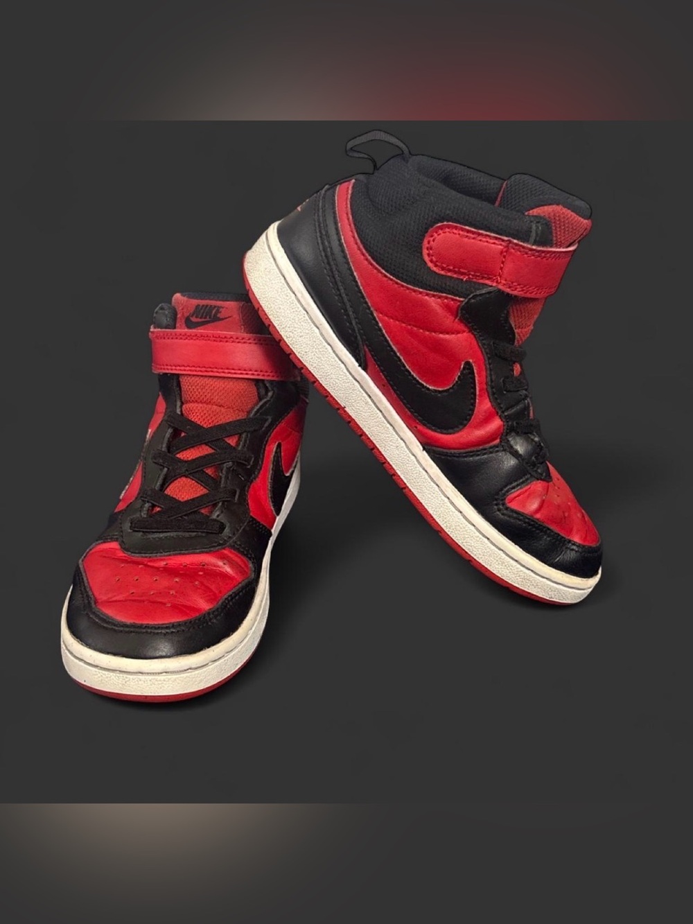 Nike Kids Red and Black High-Top Sneakers